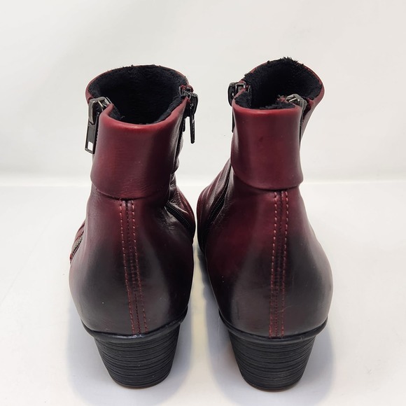 Remonte Womens Fleece Lined Burgundy Leather Ankle Boots Booties Size 40 US 8.5 - Picture 6 of 10